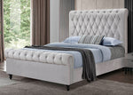 Sora Light Gray Velvet Cal King Platform Bed