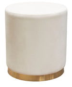 Sorbet Cream Velvet/Gold Round Accent Ottoman