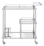 Splinter Clear Glass/Chrome Metal 3-Tier Serving Cart