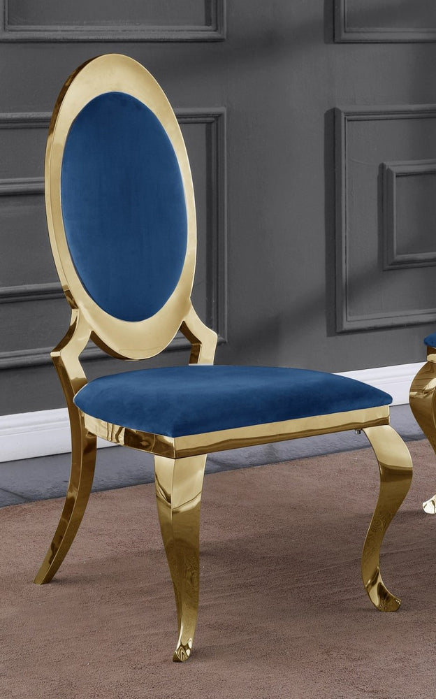 Stela 2 Navy Blue Velvet/Gold Side Chairs