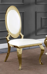 Stela 2 White Faux Leather/Gold Side Chairs