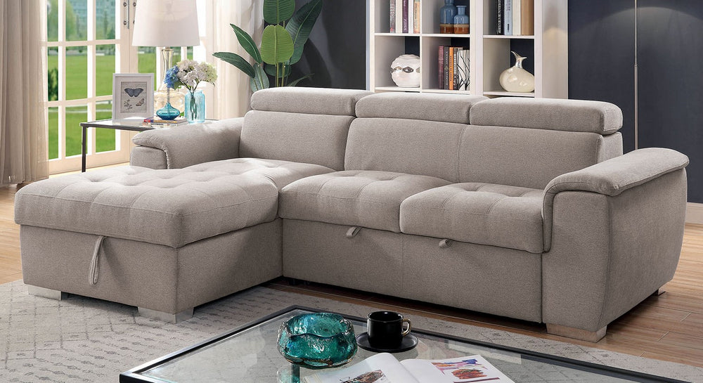 Stina 2-Pc Light Gray LAF Sectional w/ Sleeper