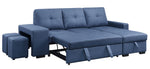 Strophios Blue Fabric Reversible Sectional with Sleeper