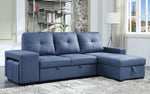 Strophios Blue Fabric Reversible Sectional with Sleeper