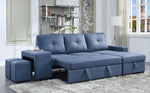 Strophios Blue Fabric Reversible Sectional with Sleeper