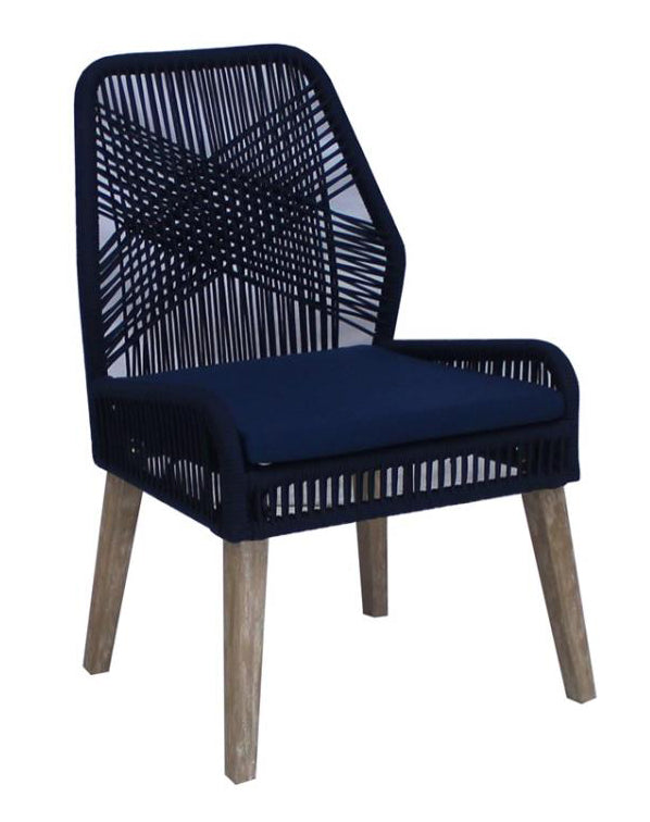 Sundance 2 Dark Navy Rope/Weathered Wash Wood Side Chairs