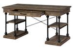 Synal Rustic Oak Wood Writing Desk with Drawer & Shelves