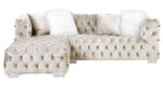 Syxtyx 2-Pc Beige Velvet Button Tufted LAF Sectional Sofa