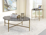 Tainte Faux Marble Print Wood/Champagne Metal Coffee Table