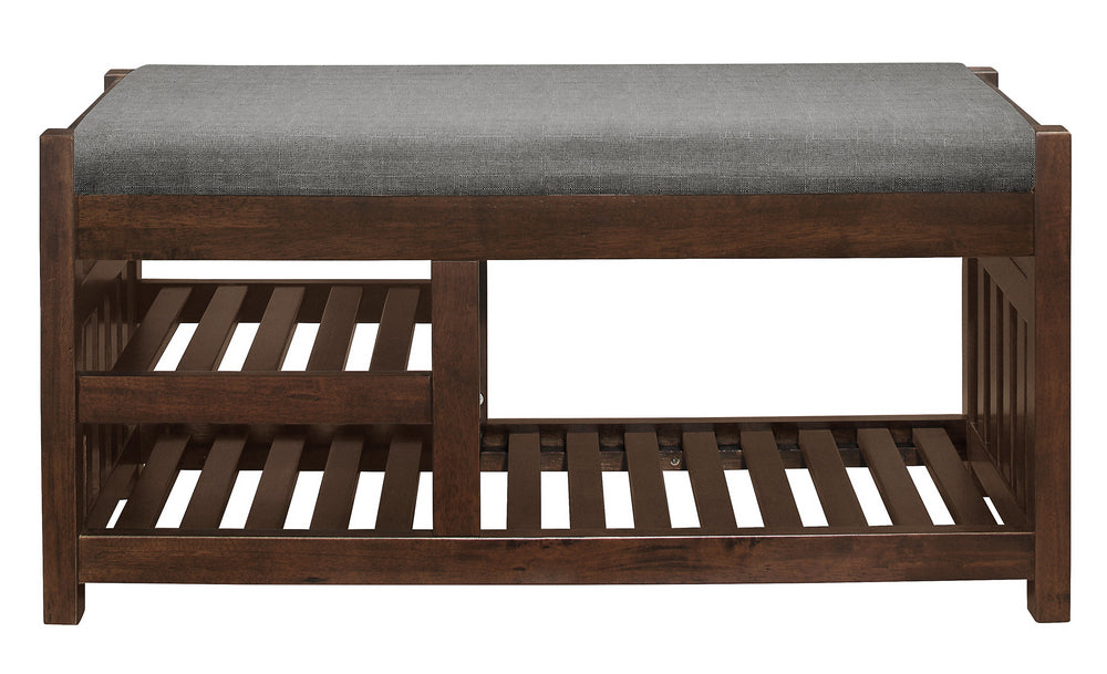 Talmadge Light Brown Fabric/Dark Walnut Wood Bench