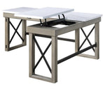 Talmar Marble/Rustic Oak Wood Corner Writing Desk