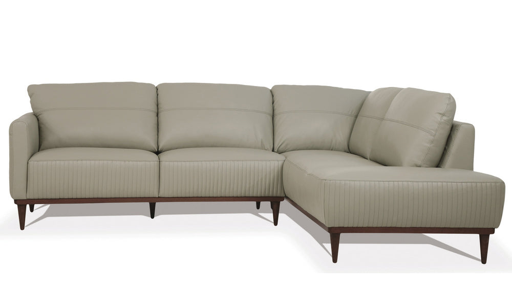 Tampa 2-Pc Airy Green Leather RAF Sectional Sofa