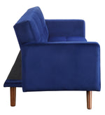 Tanitha Blue Velvet Tufted Adjustable Sofa Bed