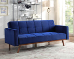 Tanitha Blue Velvet Tufted Adjustable Sofa Bed