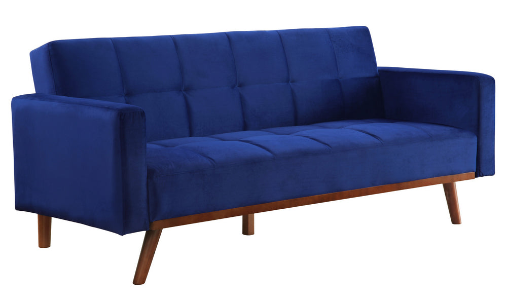 Tanitha Blue Velvet Tufted Adjustable Sofa Bed