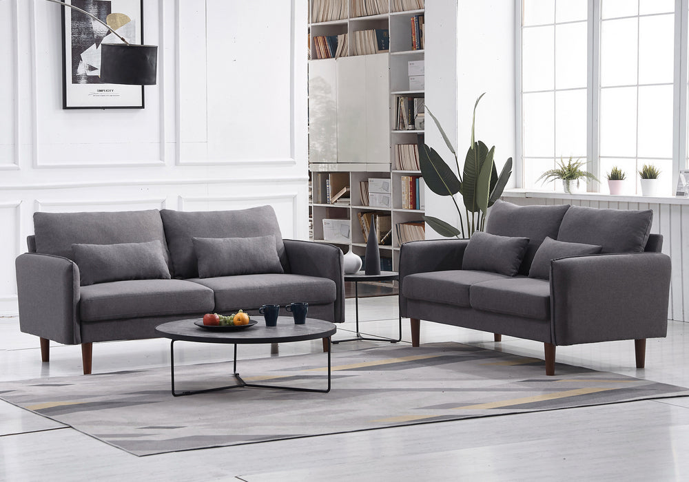 Tasha 2-Pc Dark Gray Linen Fabric Sofa Set