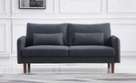 Tasha Blue Gray Linen Fabric 2-Seat Sofa