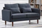 Tasha Blue Gray Linen Fabric Loveseat