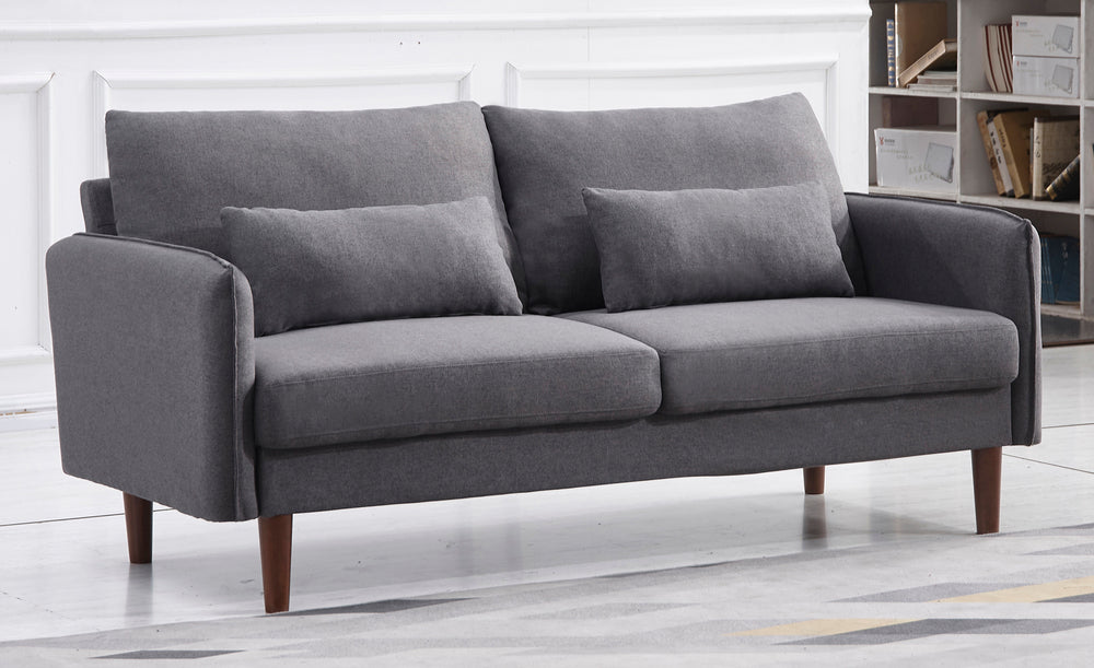 Tasha Dark Gray Linen Fabric 2-Seat Sofa