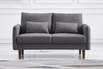 Tasha Dark Gray Linen Fabric Loveseat