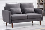 Tasha Dark Gray Linen Fabric Loveseat