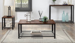 Taurus Rustic Oak Wood/Black Metal Coffee Table with Mesh Shelf