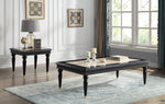 Tayden Beige Marble/Black Wood End Table