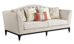 Tayden Beige Velvet/Black Wood 2-Seat Sofa (Oversized)