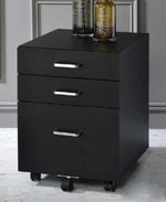 Tennos Black Wood 3-Drawer File Cabinet