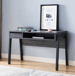 Tertia Distressed Grey Wood Writing Desk with Shelf & Drawer