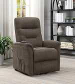 Terza Brown Fabric Power Lift Massage Recliner