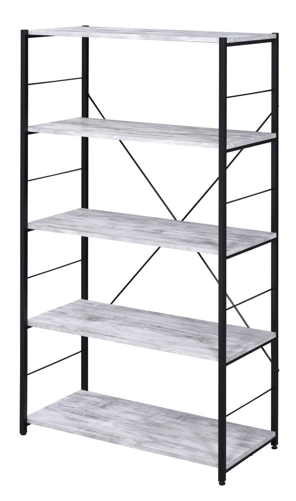 Tesadea Antique White Wood/Black Metal Bookshelf