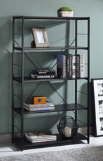 Tesadea Black Wood/Metal Bookshelf