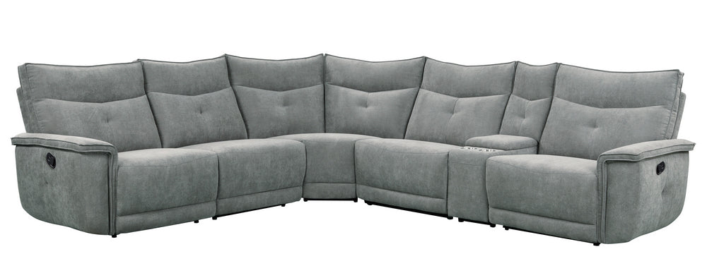 Tesoro 6-Pc Dark Gray Fabric Manual Recliner Sectional