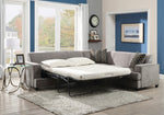 Tess Gray Microvelvet L-Shape Sleeper Sectional