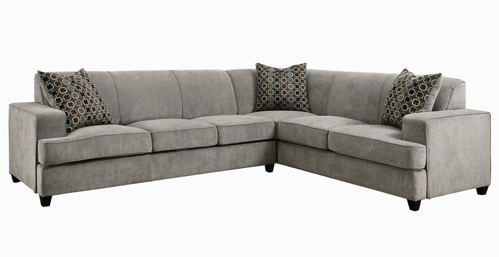 Tess Gray Microvelvet L-Shape Sleeper Sectional