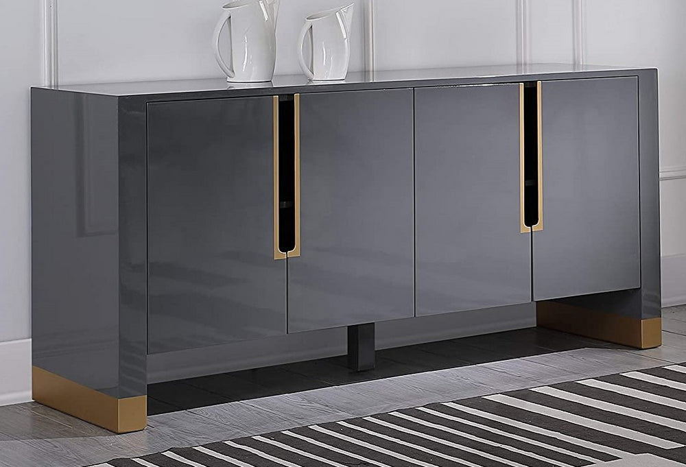 Theona Gray High Gloss Wood Sideboard