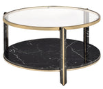 Thistle Clear Glass/Black Faux Black Print Wood Coffee Table