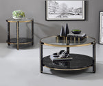 Thistle Clear Glass/Black Faux Black Print Wood End Table