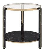 Thistle Clear Glass/Black Faux Black Print Wood End Table