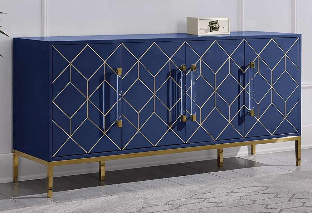 Thorne Navy Blue Lacquer Wood Sideboard