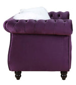 Thotton Purple Velvet Tufted Loveseat with Rolled Arms