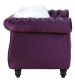 Thotton Purple Velvet Tufted Sofa with Rolled Arms