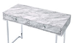 Tigress White Faux Marble Print Wood/Chrome Metal Office Desk