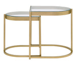 Timbul 2-Pc Clear Glass/Gold Metal Nesting Table Set