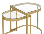 Timbul 2-Pc Clear Glass/Gold Metal Nesting Table Set