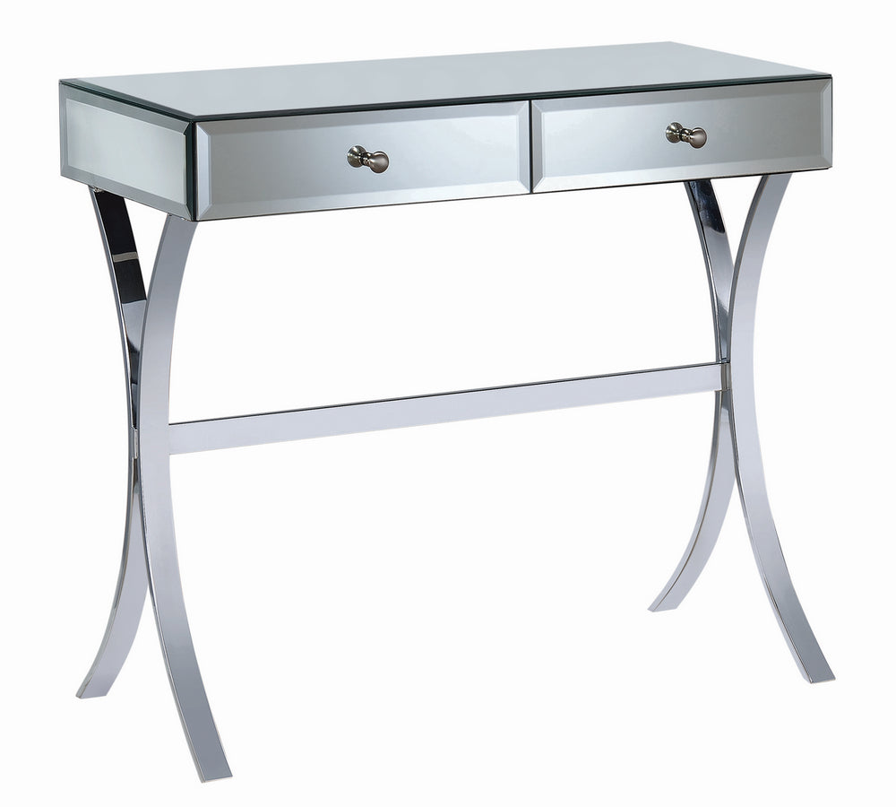 Tina Clear Mirror/Chrome Metal Console Table