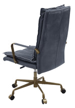 Tinzud Gray Leather/Metal Swivel Office Chair