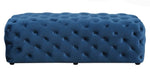 Titrit Navy Blue Velvet Tufted Accent Ottoman