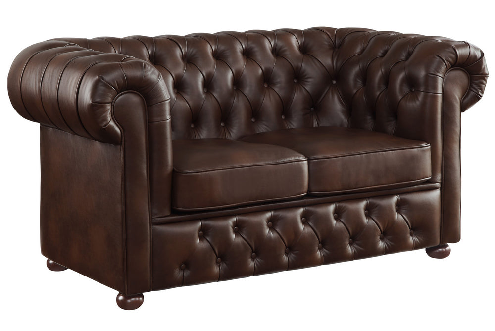 Tiverton Brown Breathable Faux Leather Loveseat